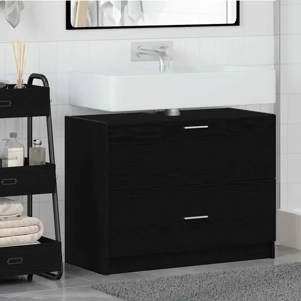 Cabinet de salle de bain avec tiroir Chêne noir 78 x 37 x 59 cm
