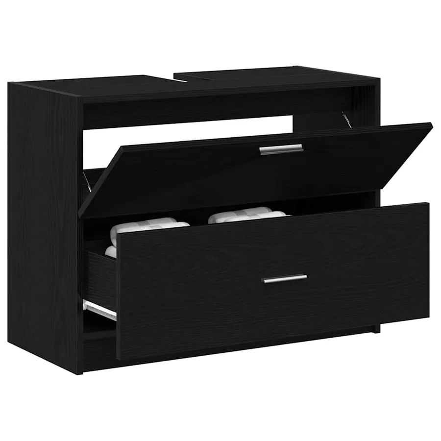 Cabinet de salle de bain avec tiroir Chêne noir 78 x 37 x 59 cm - 3