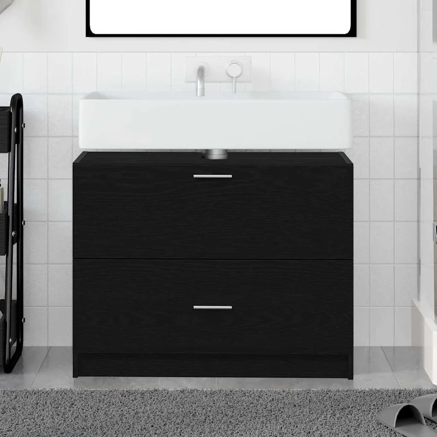 Cabinet de salle de bain avec tiroir Chêne noir 78 x 37 x 59 cm - 4