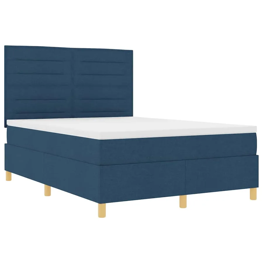 Lit à ressort LED avec matelas Bleu 160 x 200 cm tissu - 6