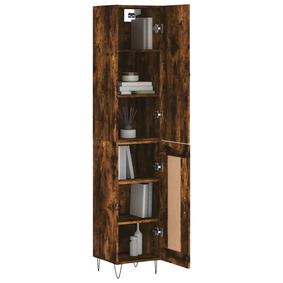 Buffet haut Chêne fumé 34,5x34x180 cm Bois d'ingénierie - 3