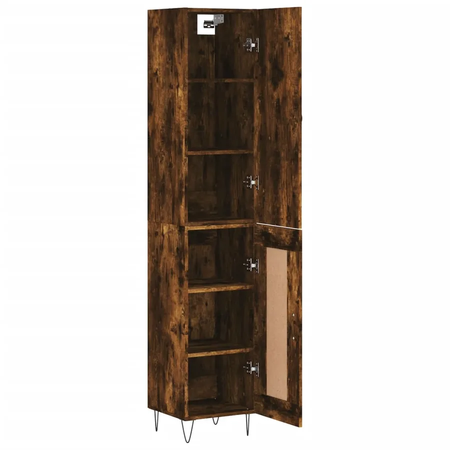 Buffet haut Chêne fumé 34,5x34x180 cm Bois d'ingénierie - 4