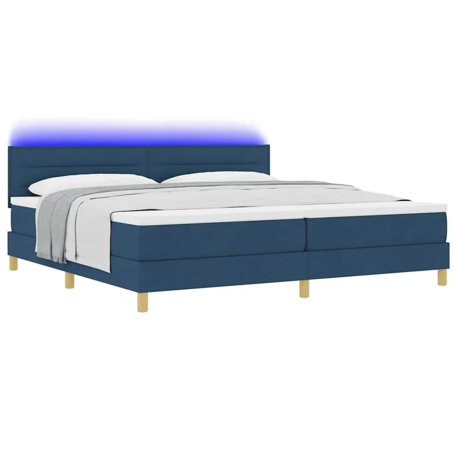 Lit à ressort LED avec bandes LED Bleu 200 x 200 cm tissu - 3