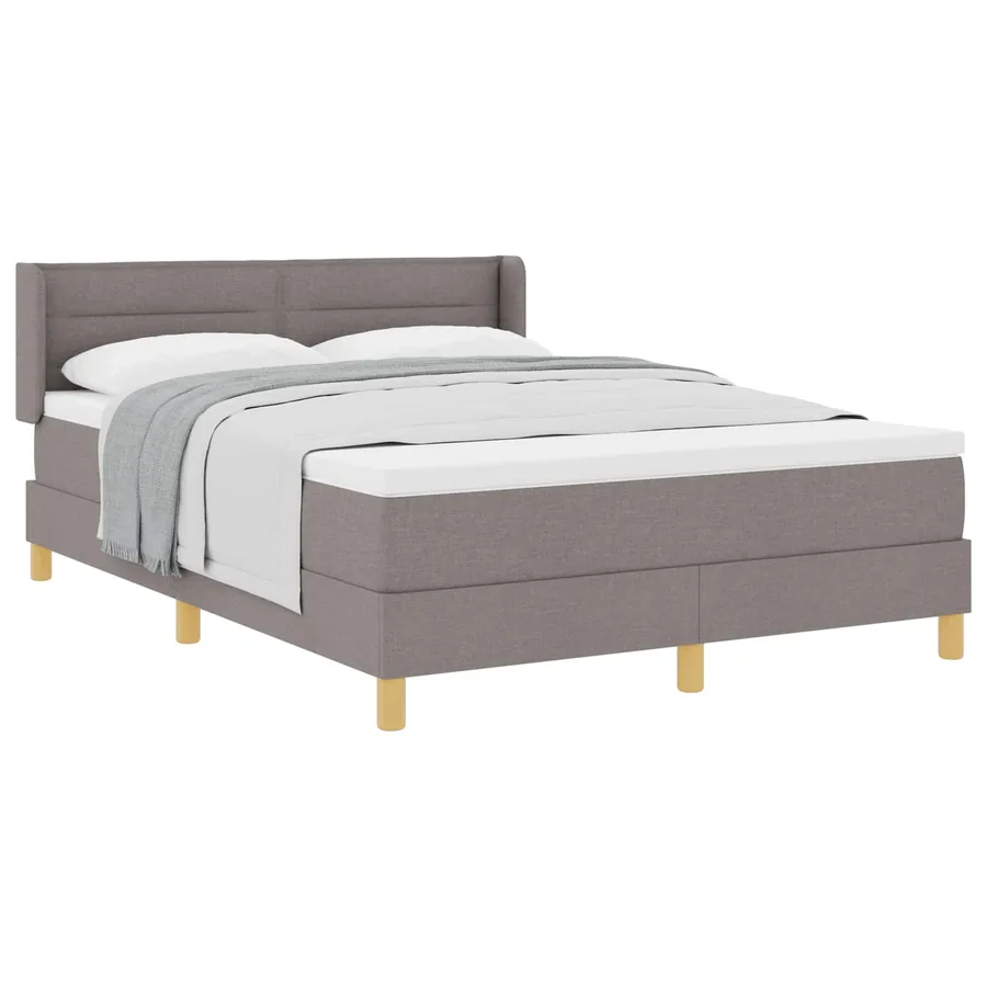 Lit à ressorts avec matelas Taupe 200 x 140 cm tissu - 2