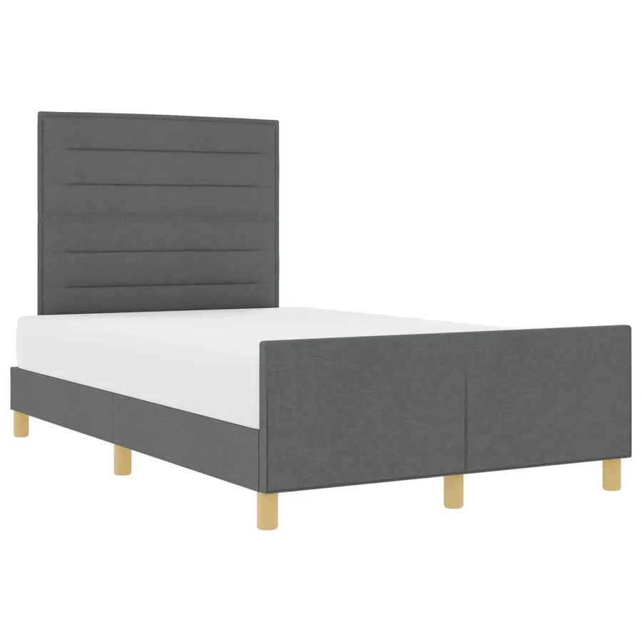 Cadre de lit avec tête de lit Gris foncé 140 x 190 cm tissu - 2