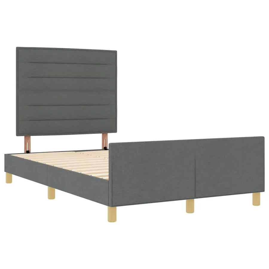 Cadre de lit avec tête de lit Gris foncé 140 x 190 cm tissu - 4