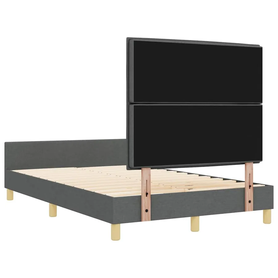 Cadre de lit avec tête de lit Gris foncé 140 x 190 cm tissu - 9