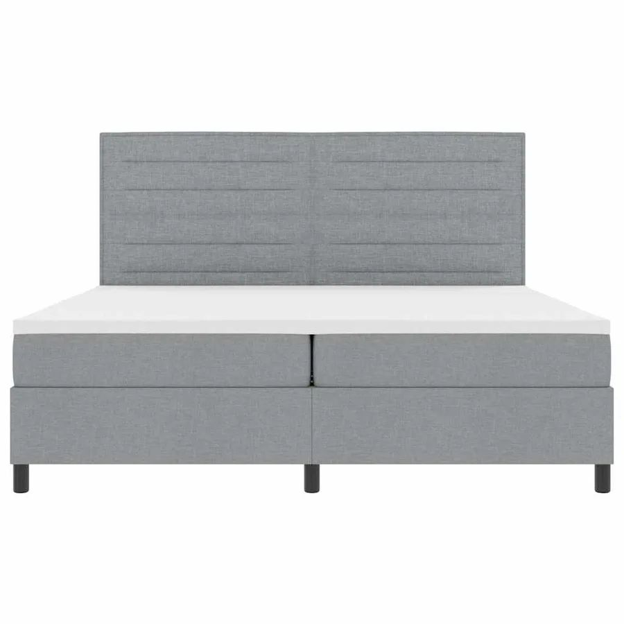 Lit à ressorts avec matelas Gris clair 200 x 200 cm tissu - 7