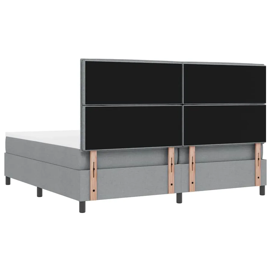 Lit à ressorts avec matelas Gris clair 200 x 200 cm tissu - 9