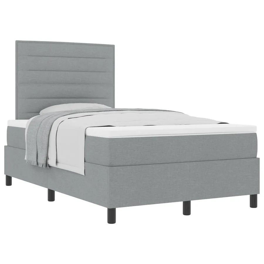 Lit à ressorts avec matelas Gris clair 120 x 200 cm tissu - 2