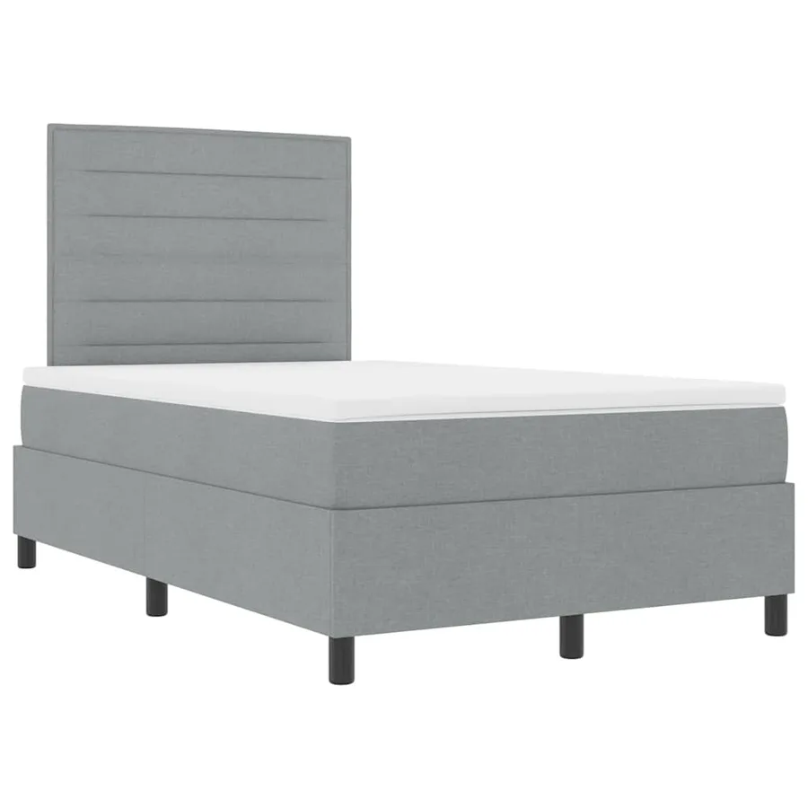 Lit à ressorts avec matelas Gris clair 120 x 200 cm tissu - 5