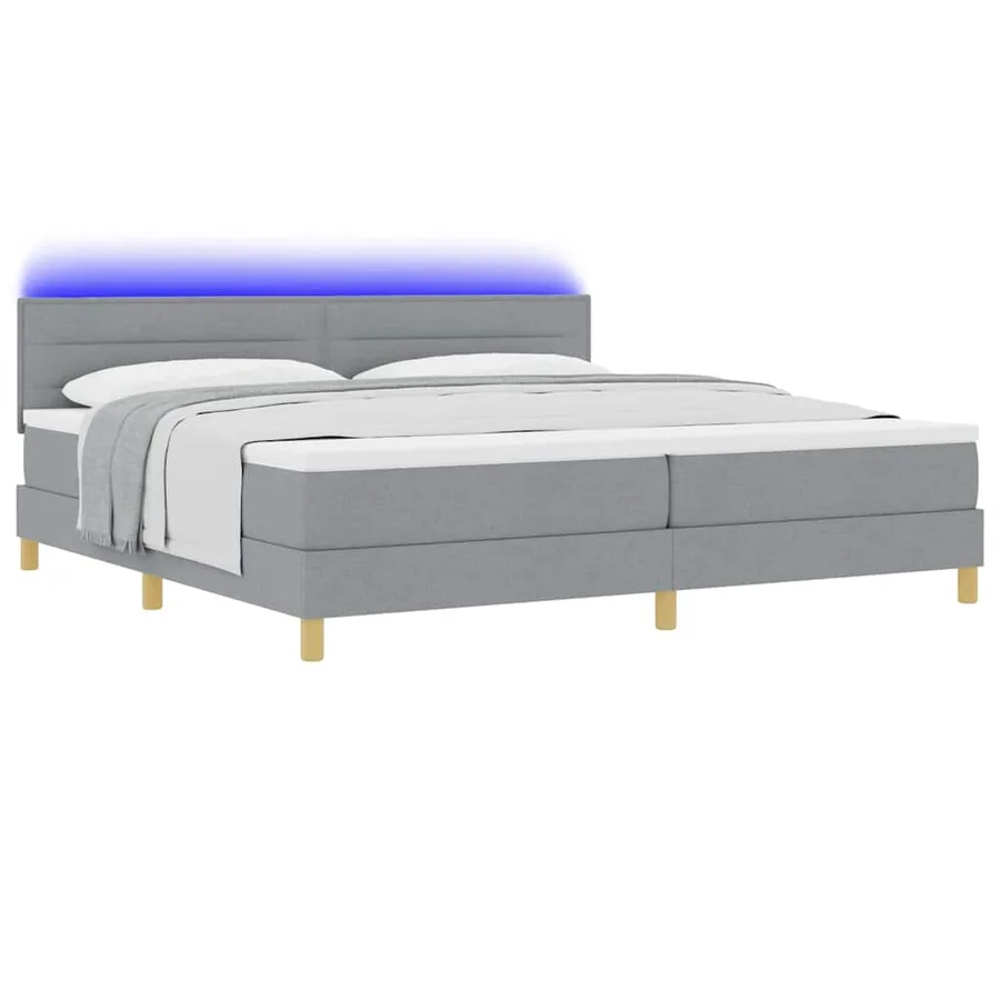 Lit à ressort LED avec bandes LED Gris clair 200 x 200 cm tissu - 3