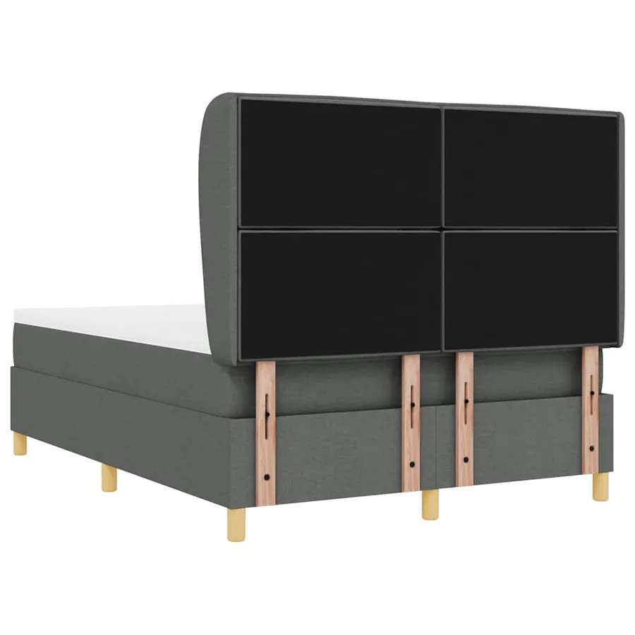 Lit à ressorts avec matelas Gris foncé 200 x 140 cm tissu - 9