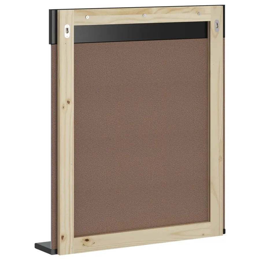 Miroir de salle de bain avec étagère BERG noir bois massif - 4