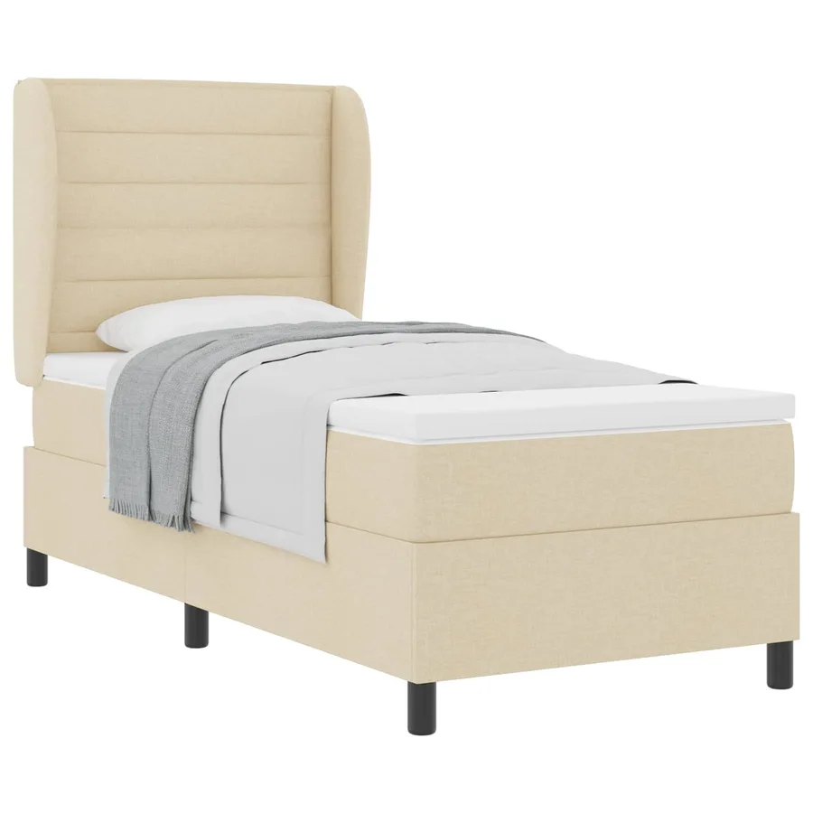 Lit à ressorts avec matelas Crème 90 x 190 cm tissu - 2