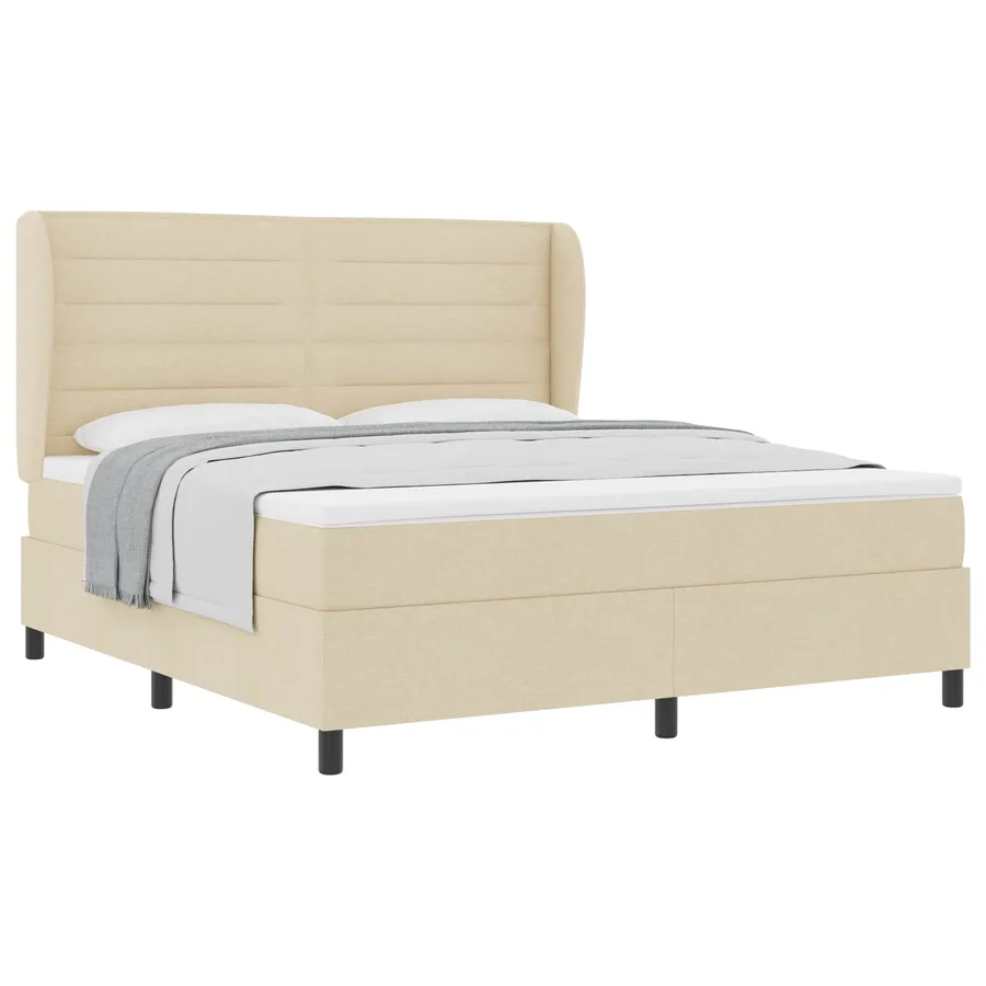 Lit à ressorts avec matelas Crème 180 x 200 cm tissu - 2