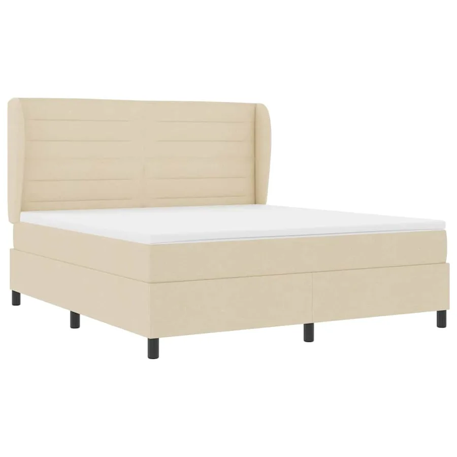 Lit à ressorts avec matelas Crème 180 x 200 cm tissu - 5