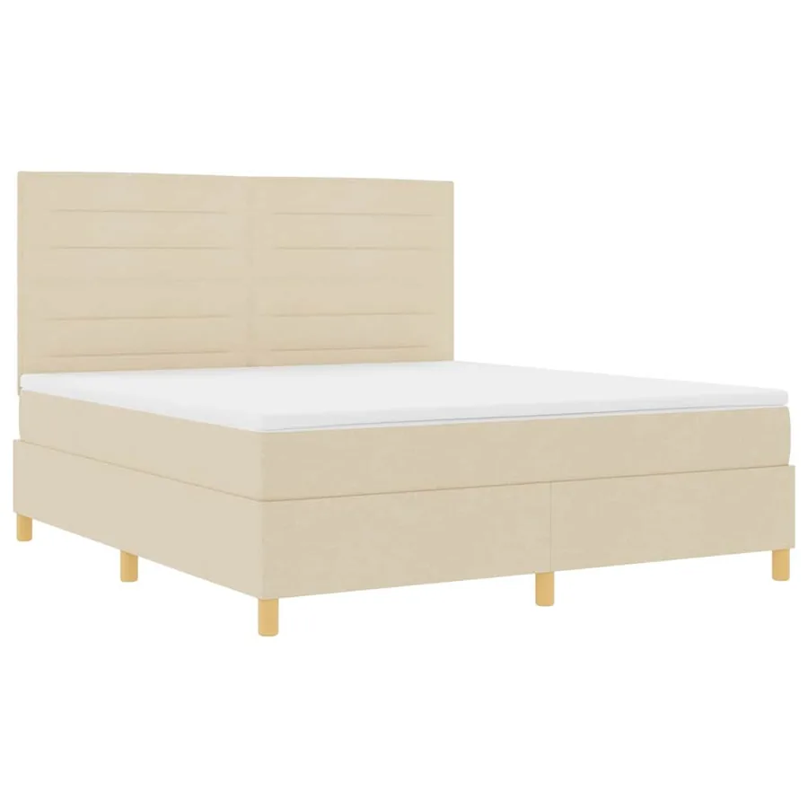 Lit à ressort LED avec matelas Crème 180 x 200 cm tissu - 6