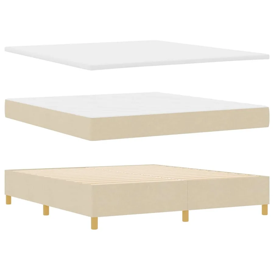 Lit à ressort LED avec matelas Crème 180 x 200 cm tissu - 7