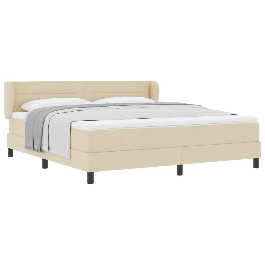 Lit à ressorts avec matelas Crème 180 x 200 cm tissu - 2