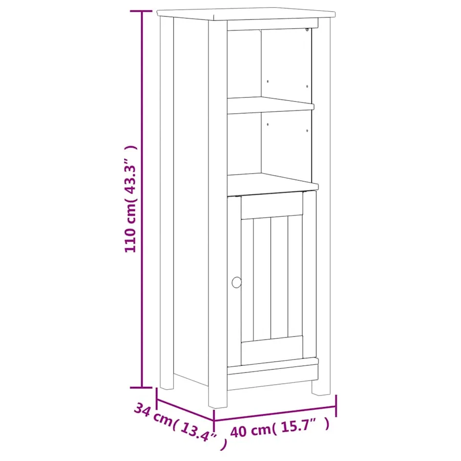 Meubles de salle de bain 3 pcs BERG noir bois de pin massif - 9