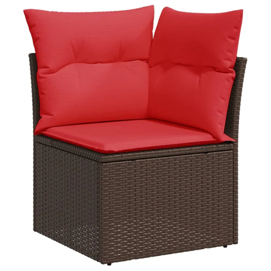 Ensemble de canapé de jardin 10 pcs avec coussins marron résine tressée - 4