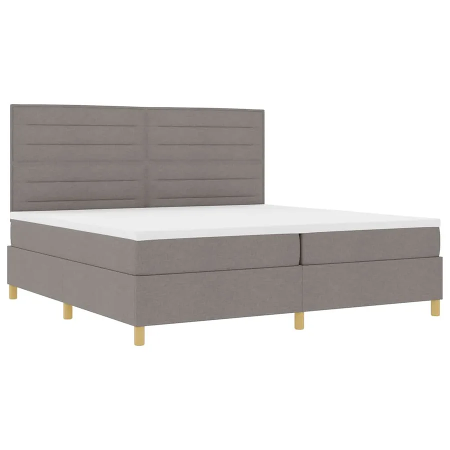 Lit à ressort LED avec matelas Taupe 200 x 200 cm tissu - 6