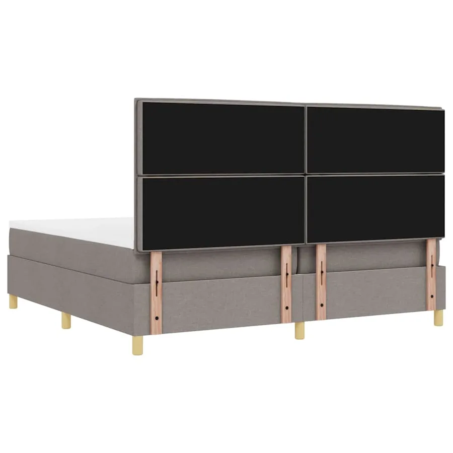 Lit à ressort LED avec matelas Taupe 200 x 200 cm tissu - 8