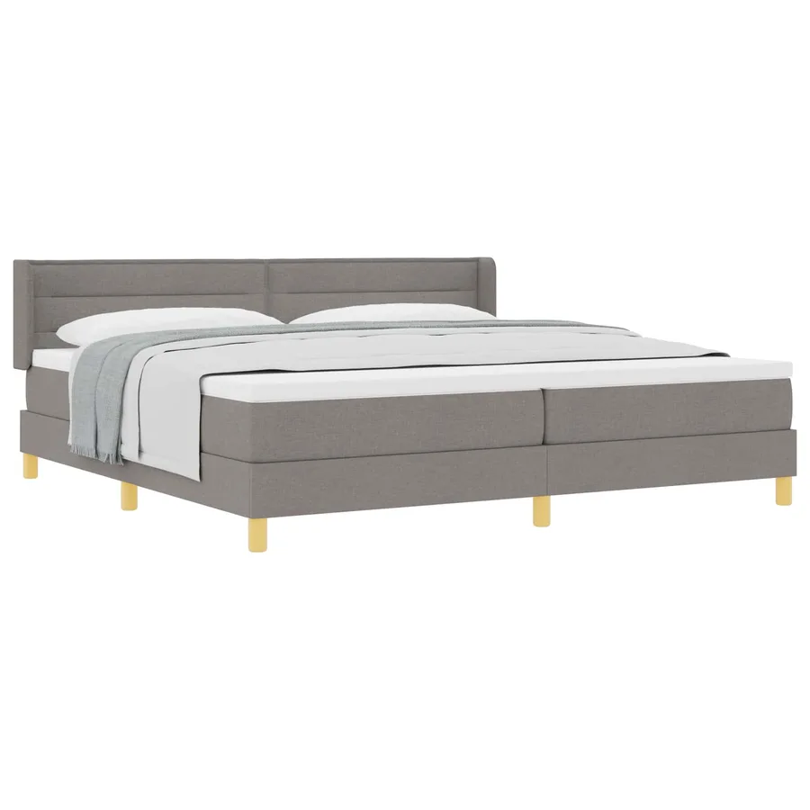 Lit à ressorts avec matelas Taupe 200 x 200 cm tissu - 2
