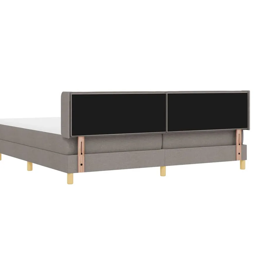 Lit à ressorts avec matelas Taupe 200 x 200 cm tissu - 9