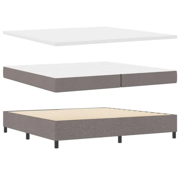 Lit à ressorts avec matelas avec LED Taupe 200 x 200 cm tissu