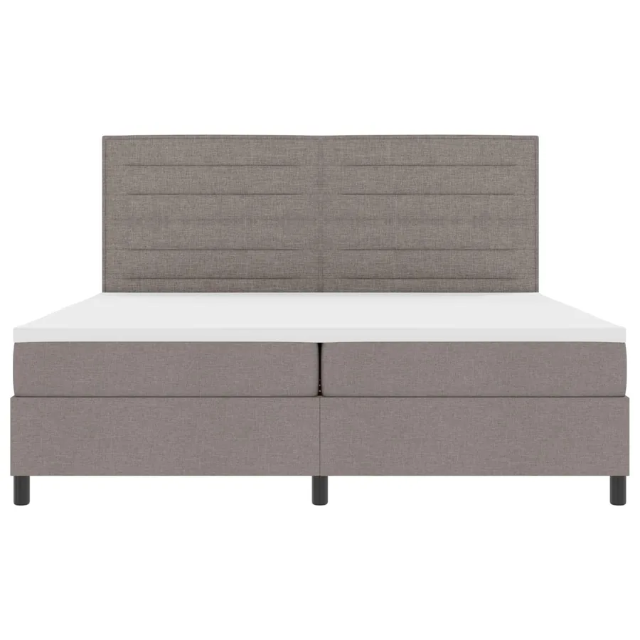 Lit à ressorts avec matelas avec LED Taupe 200 x 200 cm tissu - 4