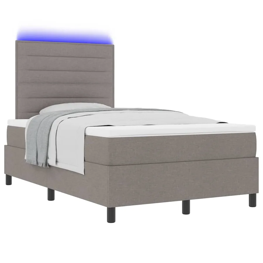 Lit à ressorts avec matelas avec LED Taupe 120 x 200 cm tissu - 3