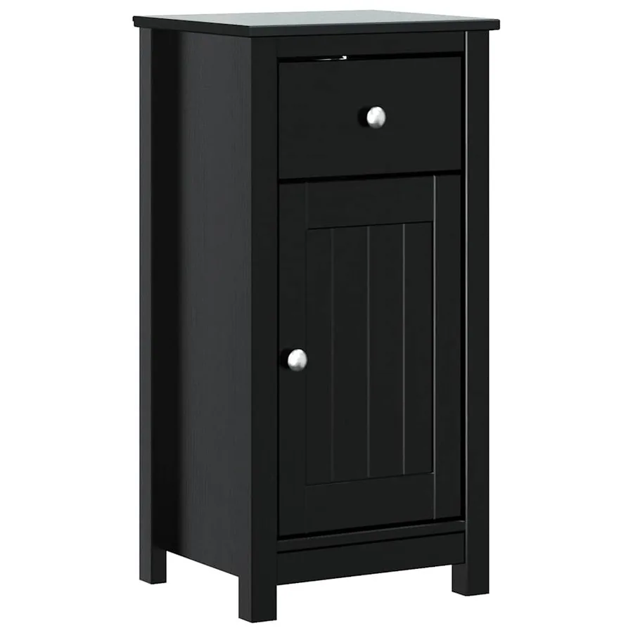 Meubles de salle de bain 3 pcs BERG noir bois de pin massif - 3