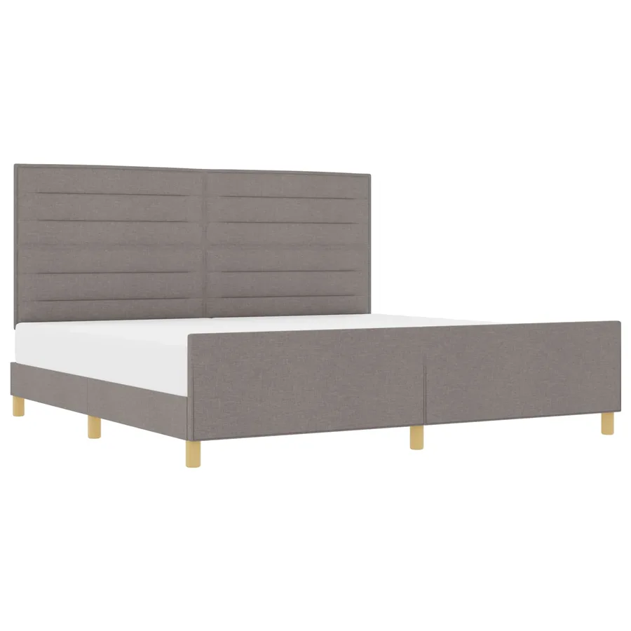 Cadre de lit avec tête de lit Taupe 200 x 200 cm tissu - 2