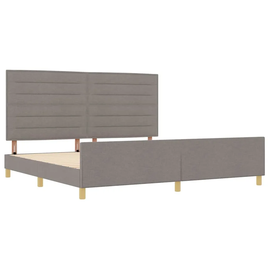 Cadre de lit avec tête de lit Taupe 200 x 200 cm tissu - 5