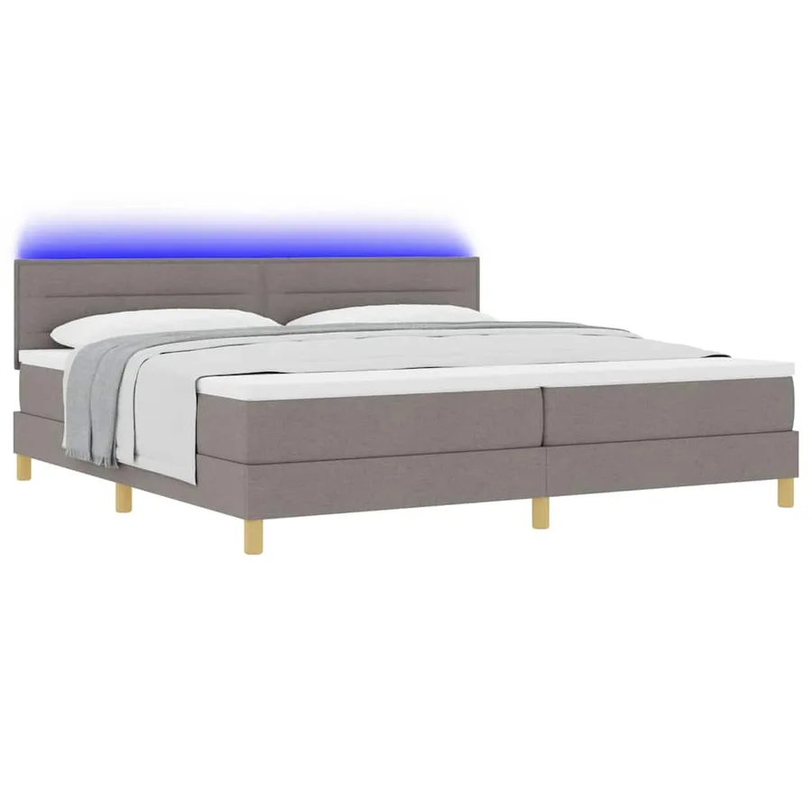 Lit à ressort LED avec bandes LED Taupe 200 x 200 cm tissu - 3