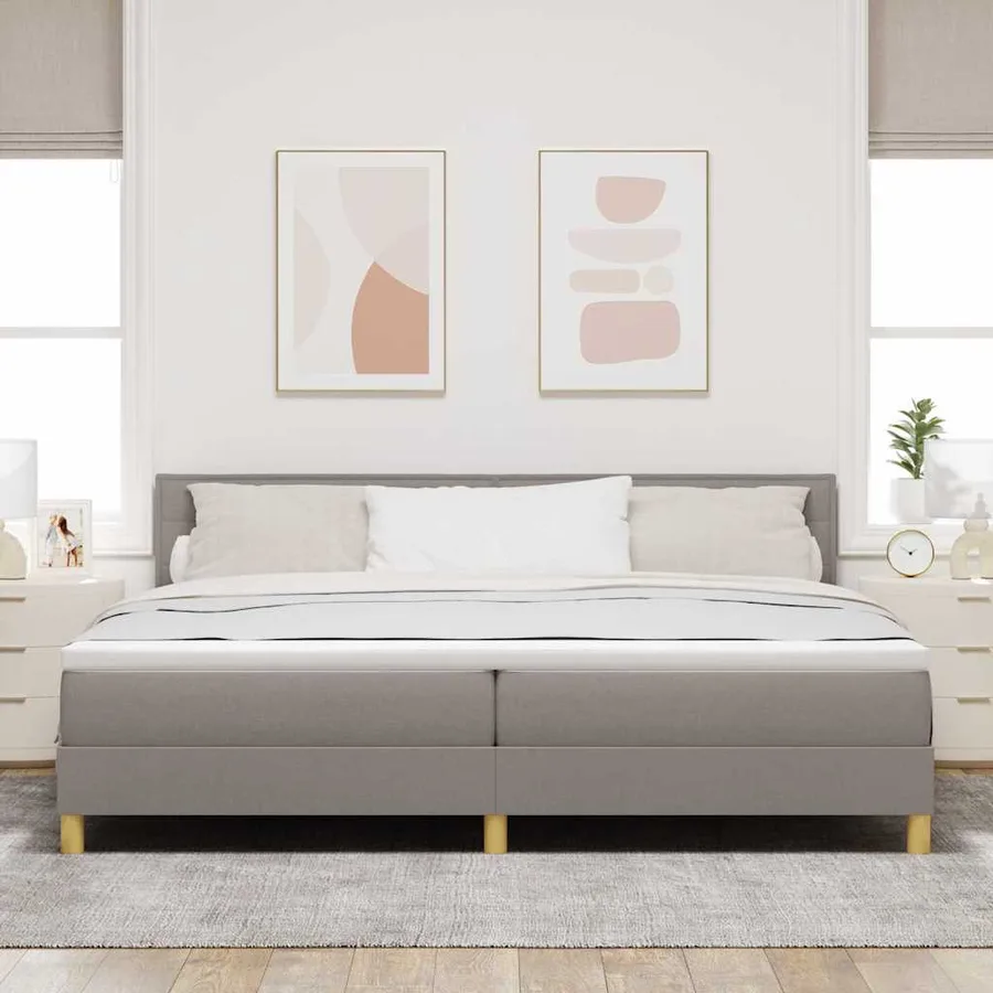 Lit à ressort LED avec bandes LED Taupe 200 x 200 cm tissu - 4
