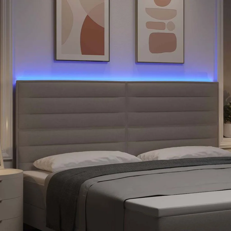 Tête de lit LED avec bandes LED Taupe 200 cm tissu - 4