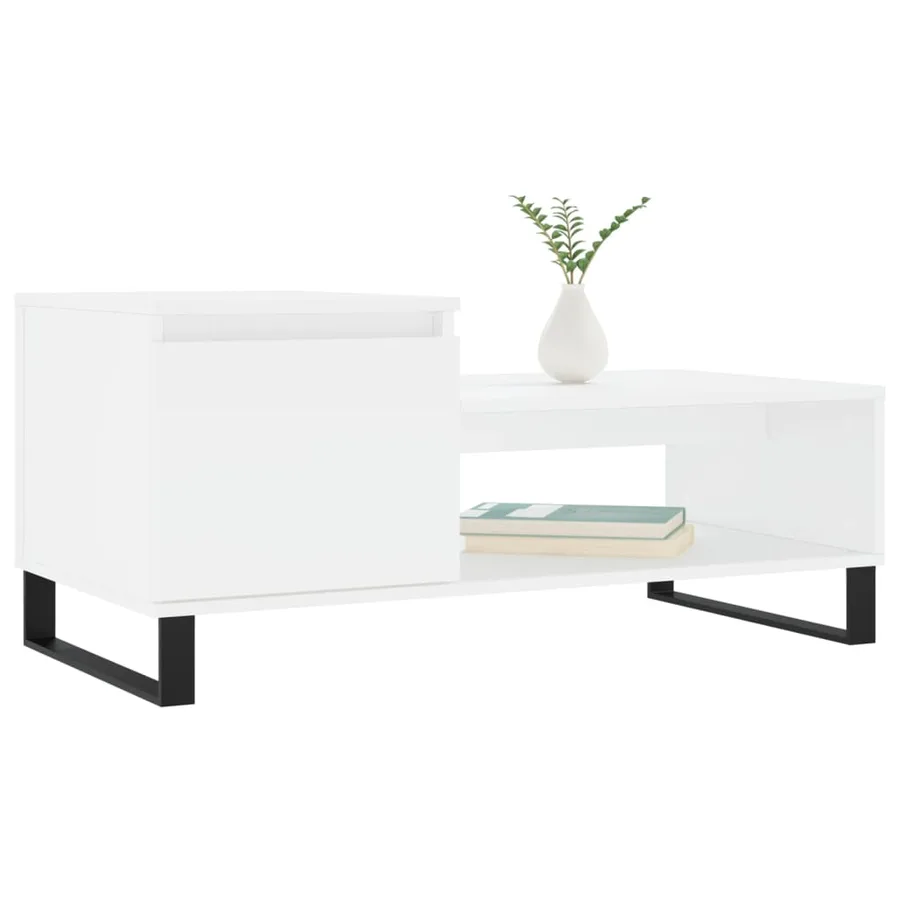 Table basse Blanc 100x50x45 cm Bois d'ingénierie - 3