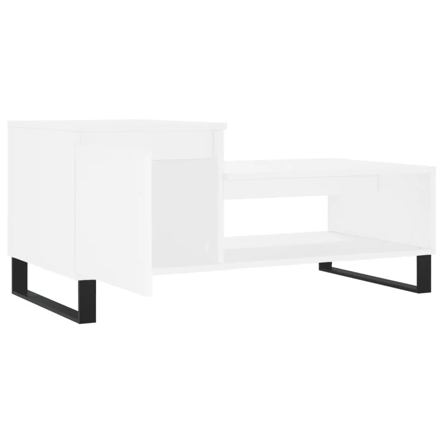 Table basse Blanc 100x50x45 cm Bois d'ingénierie - 6