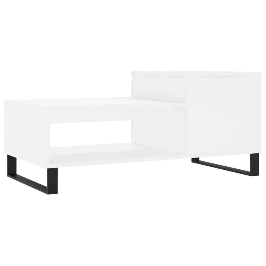 Table basse Blanc 100x50x45 cm Bois d'ingénierie - 8