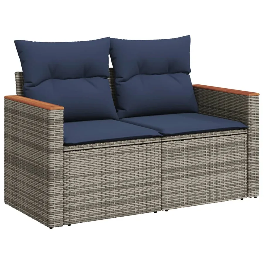 Ensemble de canapé de jardin 10 pcs avec coussins gris résine tressée - 3