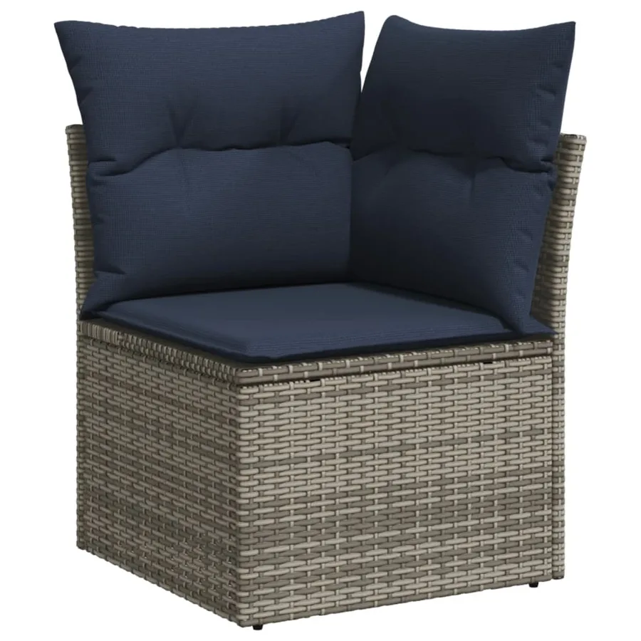 Ensemble de canapé de jardin 10 pcs avec coussins gris résine tressée - 4