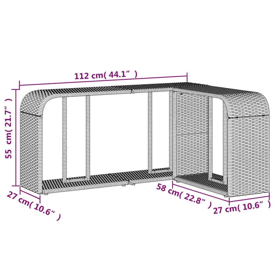 Ensemble de canapé de jardin 11 pcs avec coussins gris résine tressée - 16