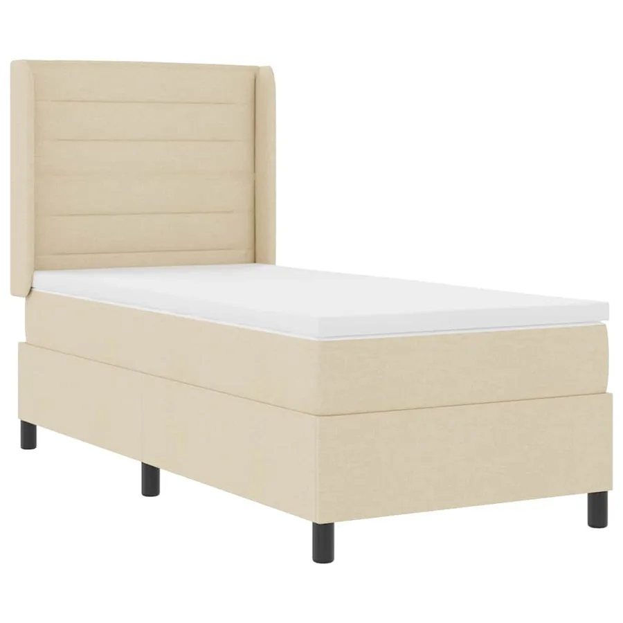 Lit à ressort LED avec matelas Crème 80 x 200 cm tissu - 2