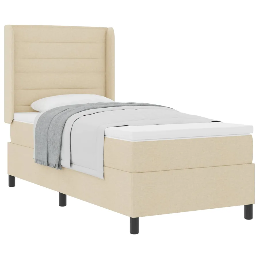 Lit à ressorts avec matelas Crème 200 x 80 cm tissu - 2