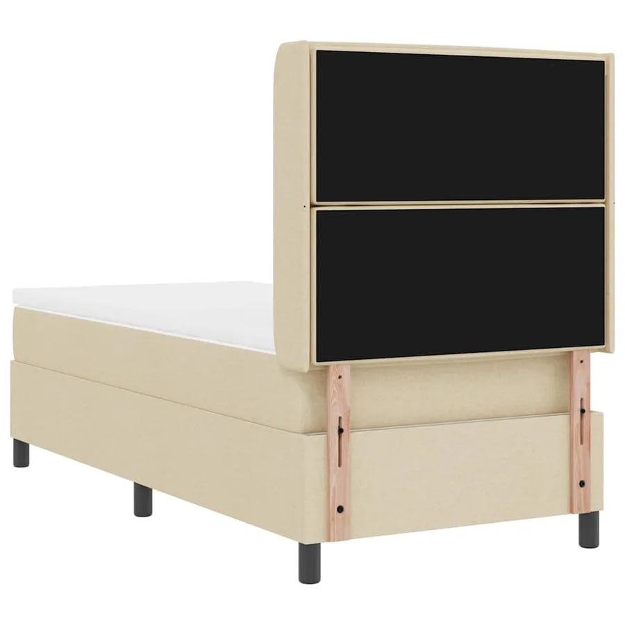 Lit à ressorts avec matelas Crème 200 x 80 cm tissu - 9