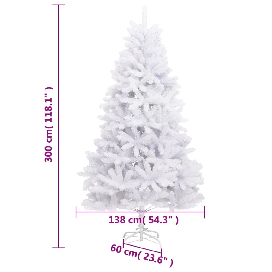 Sapin de Noël artificiel à charnières avec support blanc 300 cm - 9