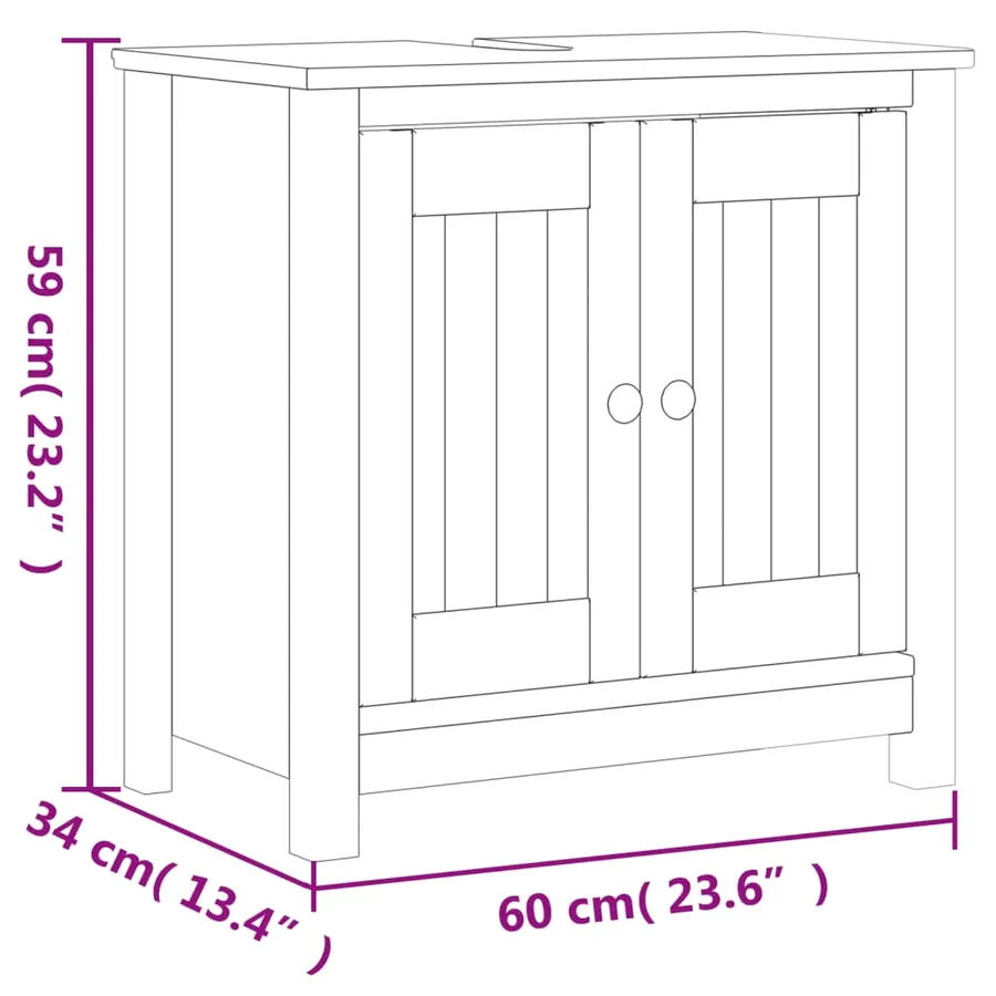 Meuble de salle de bain BERG blanc 60x34x59 cm bois pin massif - 8